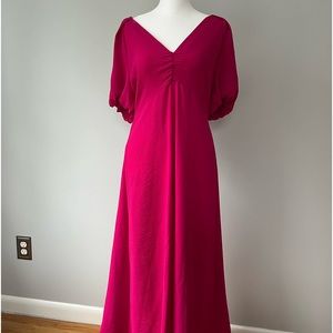 Zara midi gauze dress in bright magenta
